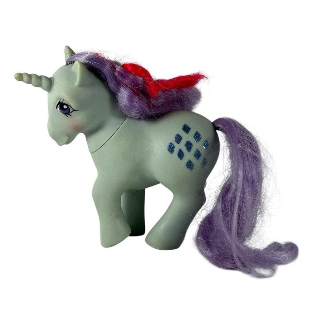 Vintage G1 My Little Pony Sparkler Unicorn Glitter Blue Diamonds Hasbro 1984